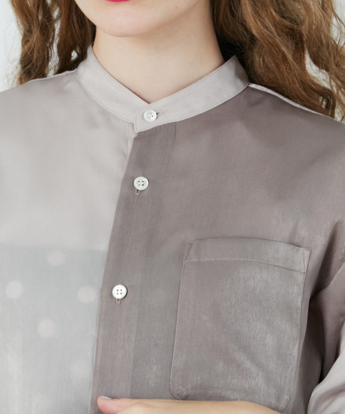 FRAPBOIS（フラボア）の「チュニトーン シャツ（シャツ/ブラウス・レディース・ベージュ/ブラック・2/1）」の6枚目の写真