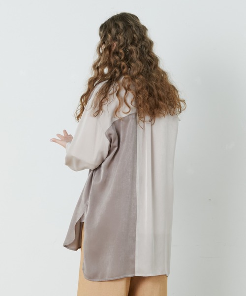 FRAPBOIS（フラボア）の「チュニトーン シャツ（シャツ/ブラウス・レディース・ベージュ/ブラック・2/1）」の8枚目の写真