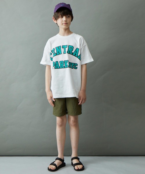 ＆yam（アンドヤム）の「デコボコ織 ロゴプリント半袖Tシャツ「CENTRAL PARK」（Tシャツ/カットソー・キッズ・ピンク/ホワイト/グレー/パープル/チャコール・120-130cm/150-160cm/110-120cm/140-150cm/130-140cm）」の21枚目の写真