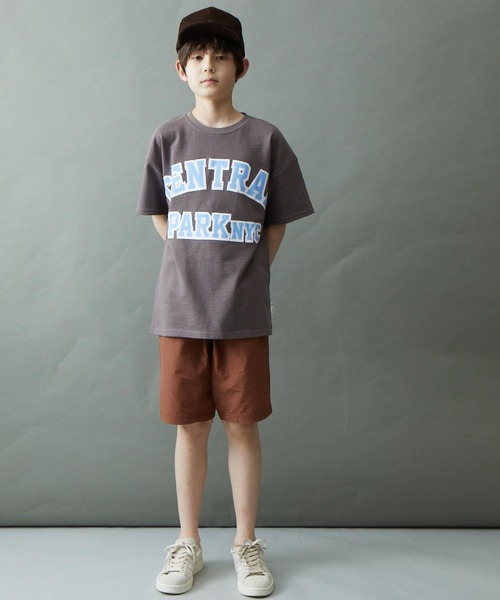 ＆yam（アンドヤム）の「デコボコ織 ロゴプリント半袖Tシャツ「CENTRAL PARK」（Tシャツ/カットソー・キッズ・ピンク/ホワイト/グレー/パープル/チャコール・120-130cm/150-160cm/110-120cm/140-150cm/130-140cm）」の6枚目の写真