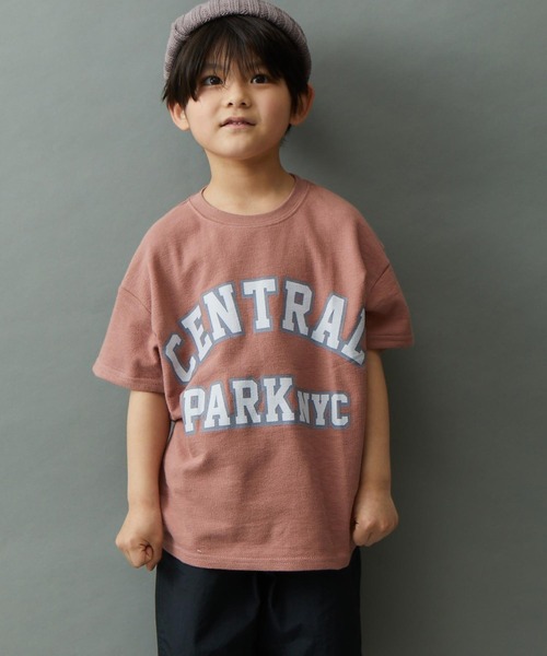 ＆yam（アンドヤム）の「デコボコ織 ロゴプリント半袖Tシャツ「CENTRAL PARK」（Tシャツ/カットソー・キッズ・ピンク/ホワイト/グレー/パープル/チャコール・120-130cm/150-160cm/110-120cm/140-150cm/130-140cm）」の12枚目の写真