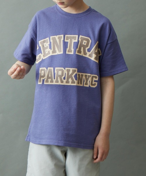 ＆yam（アンドヤム）の「デコボコ織 ロゴプリント半袖Tシャツ「CENTRAL PARK」（Tシャツ/カットソー・キッズ・ピンク/ホワイト/グレー/パープル/チャコール・120-130cm/150-160cm/110-120cm/140-150cm/130-140cm）」の7枚目の写真