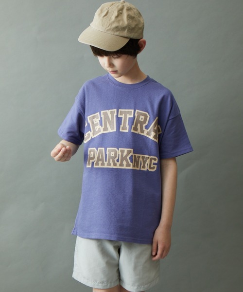 ＆yam（アンドヤム）の「デコボコ織 ロゴプリント半袖Tシャツ「CENTRAL PARK」（Tシャツ/カットソー・キッズ・ピンク/ホワイト/グレー/パープル/チャコール・120-130cm/150-160cm/110-120cm/140-150cm/130-140cm）」の11枚目の写真