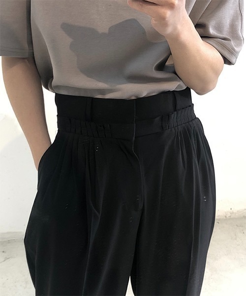 WESTBOY（ウエストボーイ）の「【WB ORIGINALS】Waist Gather Wide Slacks WO21S411PT（スラックス・メンズ・ホワイト/ブラック・M/XL/L）」の5枚目の写真