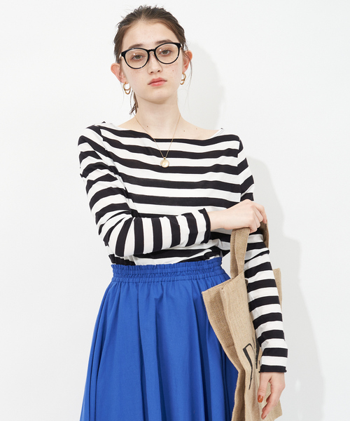 Rouge vif（ルージュヴィフ）の「ボートネックボーダーカットソー（Tシャツ/カットソー・レディース・ホワイト/ブラック・フリー）」の2枚目の写真