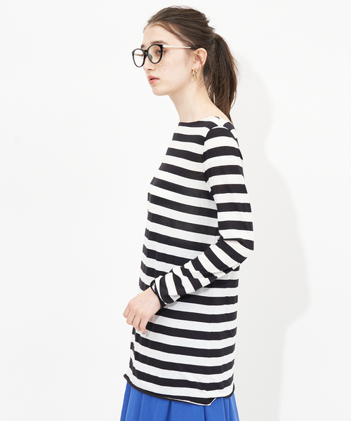 Rouge vif（ルージュヴィフ）の「ボートネックボーダーカットソー（Tシャツ/カットソー・レディース・ホワイト/ブラック・フリー）」の5枚目の写真