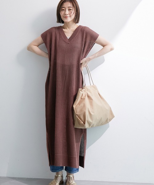 ROPE' PICNIC(ロペピクニック)の「メッシュ編みワンピース(ワンピース・レディース・ブラック/ダークブラウン/ベージュ・38)」の3枚目の写真