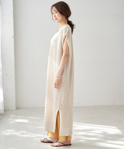 ROPE' PICNIC(ロペピクニック)の「メッシュ編みワンピース(ワンピース・レディース・ブラック/ダークブラウン/ベージュ・38)」の7枚目の写真