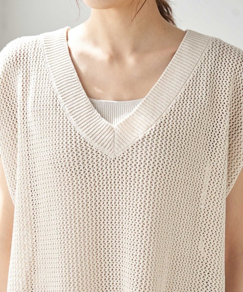 ROPE' PICNIC(ロペピクニック)の「メッシュ編みワンピース(ワンピース・レディース・ブラック/ダークブラウン/ベージュ・38)」の8枚目の写真