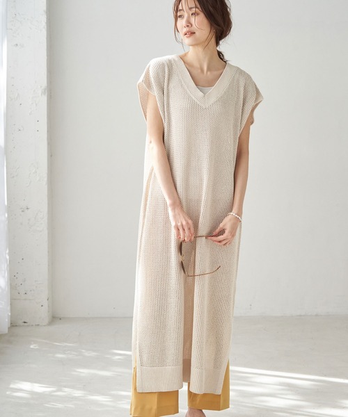 ROPE' PICNIC(ロペピクニック)の「メッシュ編みワンピース(ワンピース・レディース・ブラック/ダークブラウン/ベージュ・38)」の16枚目の写真