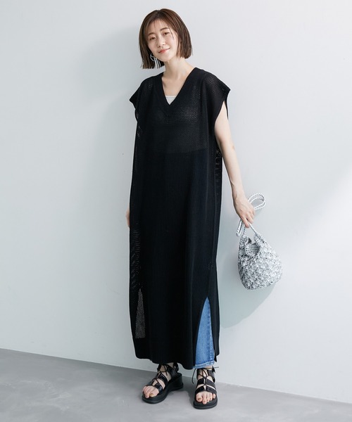 ROPE' PICNIC(ロペピクニック)の「メッシュ編みワンピース(ワンピース・レディース・ブラック/ダークブラウン/ベージュ・38)」の17枚目の写真