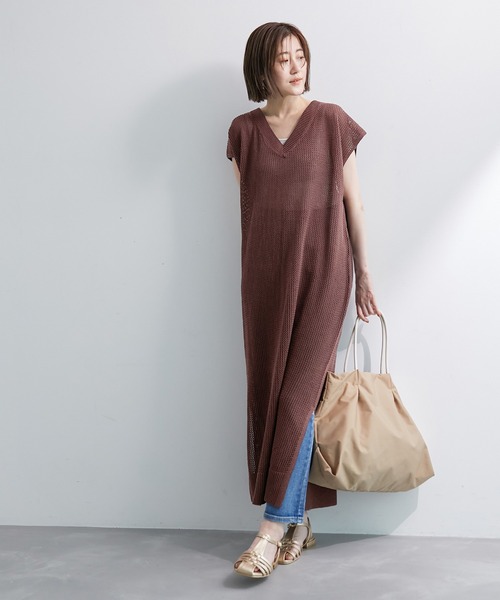 ROPE' PICNIC(ロペピクニック)の「メッシュ編みワンピース(ワンピース・レディース・ブラック/ダークブラウン/ベージュ・38)」の20枚目の写真