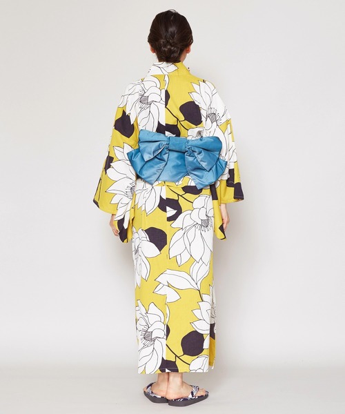 カヤ（カヤ）の「【カヤ】手捺染 対丈浴衣 蓮の花（浴衣・レディース・イエロー・FREE）」の4枚目の写真