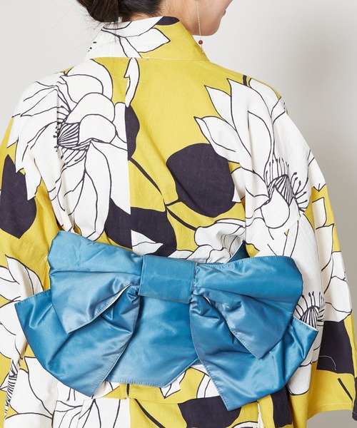 カヤ（カヤ）の「【カヤ】手捺染 対丈浴衣 蓮の花（浴衣・レディース・イエロー・FREE）」の5枚目の写真