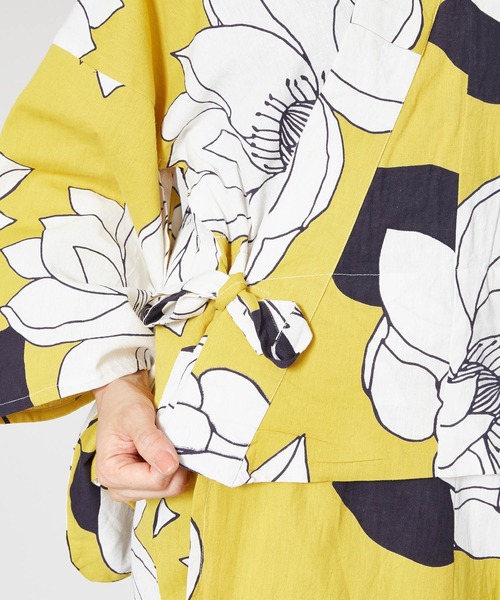 カヤ（カヤ）の「【カヤ】手捺染 対丈浴衣 蓮の花（浴衣・レディース・イエロー・FREE）」の8枚目の写真