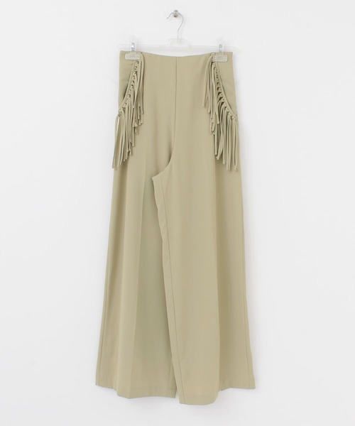 LAATO（ラート）の「FRINGE HAPPY PANTS（スラックス・レディース・チャコールグレー/ベージュ・FREE）」の4枚目の写真