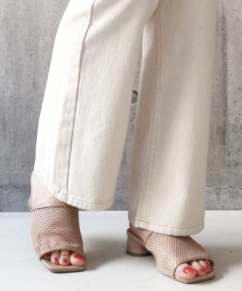 sesenta(セセンタ)の「【sesenta】太ヒールメッシュミュールサンダル(サンダル・レディース・ベージュ/オリーブ/グレー・S/M/L)」の5枚目の写真