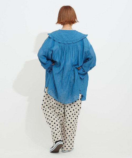 Dot＆Stripes CHILD WOMAN（ドットアンドストライプス　チャイルドウーマン）の「Cu/Co/Liトリプルワッシャーチュニックブラウス（シャツ/ブラウス・レディース・ブラック/ブルー/アイボリー・FREE）」の15枚目の写真