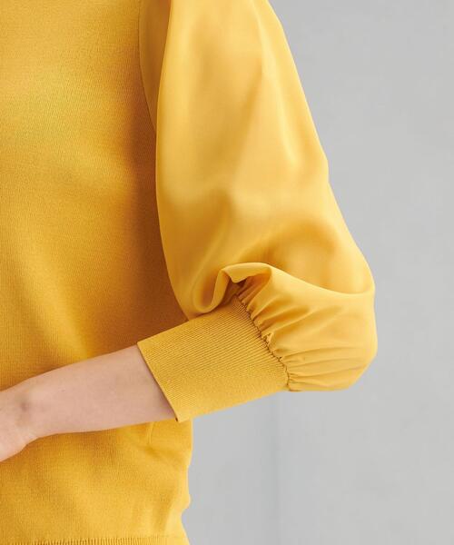 green label relaxing（グリーンレーベルリラクシング）の「ソウバリ ソデ シフォン プルオーバー ニット -ウォッシャブル-（ニット/セーター・レディース・ブラック/オフホワイト/イエロー・FREE）」の7枚目の写真