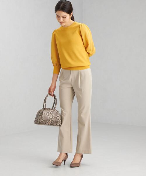 green label relaxing（グリーンレーベルリラクシング）の「ソウバリ ソデ シフォン プルオーバー ニット -ウォッシャブル-（ニット/セーター・レディース・ブラック/オフホワイト/イエロー・FREE）」の10枚目の写真