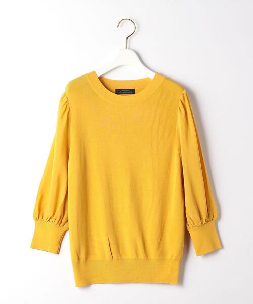 green label relaxing（グリーンレーベルリラクシング）の「ソウバリ ソデ シフォン プルオーバー ニット -ウォッシャブル-（ニット/セーター・レディース・ブラック/オフホワイト/イエロー・FREE）」の16枚目の写真