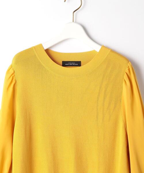 green label relaxing（グリーンレーベルリラクシング）の「ソウバリ ソデ シフォン プルオーバー ニット -ウォッシャブル-（ニット/セーター・レディース・ブラック/オフホワイト/イエロー・FREE）」の18枚目の写真