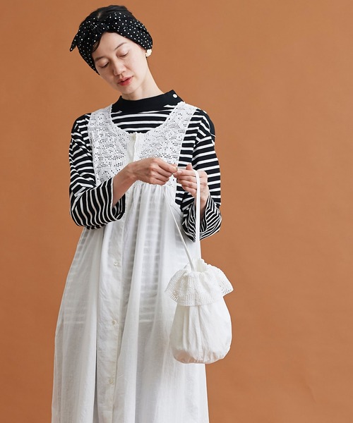 Malle(マル)の「malle コットン/リネン レース編み 巾着バッグ(ハンドバッグ・レディース・オフホワイト/ブラック・FREE)」の21枚目の写真