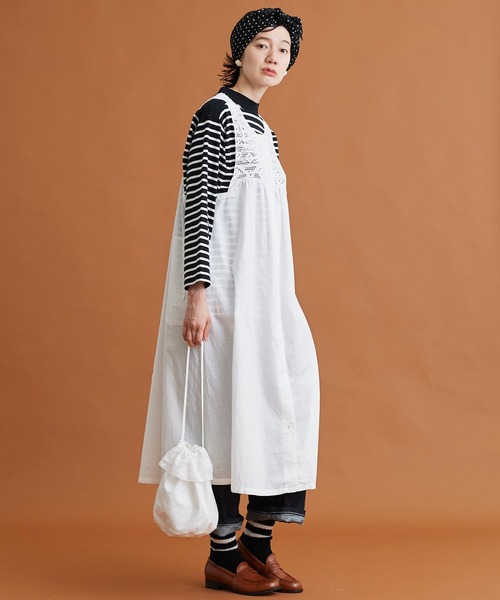 Malle(マル)の「malle コットン/リネン レース編み 巾着バッグ(ハンドバッグ・レディース・オフホワイト/ブラック・FREE)」の3枚目の写真