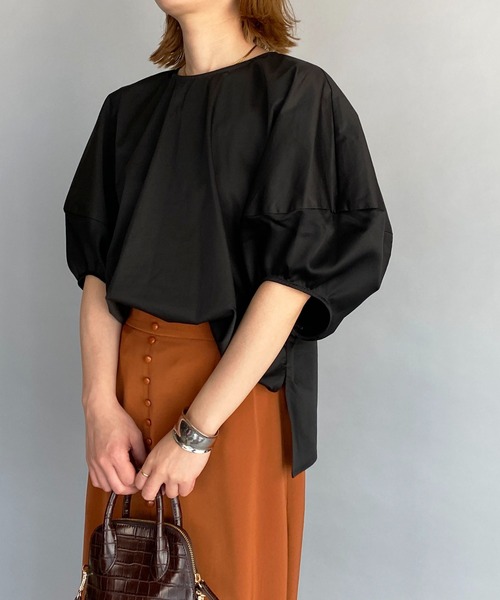 HERENCIA（ヘレンチア）の「袖ボリューム異素材プルオーバー（Tシャツ/カットソー・レディース・ブラック/ブラウン・M）」の16枚目の写真