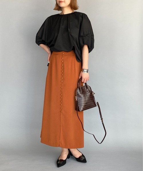 HERENCIA（ヘレンチア）の「袖ボリューム異素材プルオーバー（Tシャツ/カットソー・レディース・ブラック/ブラウン・M）」の20枚目の写真