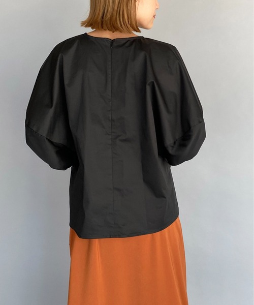 HERENCIA（ヘレンチア）の「袖ボリューム異素材プルオーバー（Tシャツ/カットソー・レディース・ブラック/ブラウン・M）」の6枚目の写真