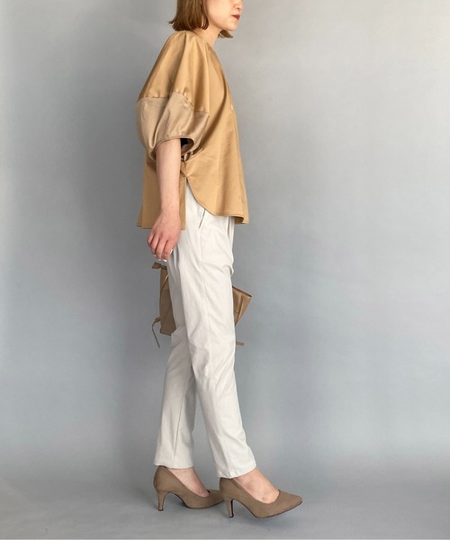 HERENCIA（ヘレンチア）の「袖ボリューム異素材プルオーバー（Tシャツ/カットソー・レディース・ブラック/ブラウン・M）」の14枚目の写真