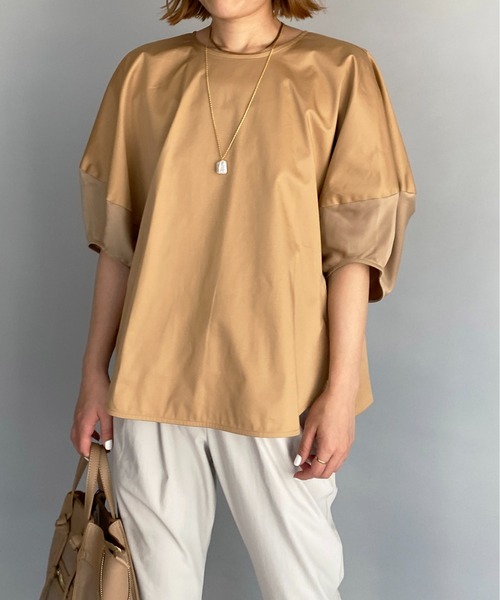 HERENCIA（ヘレンチア）の「袖ボリューム異素材プルオーバー（Tシャツ/カットソー・レディース・ブラック/ブラウン・M）」の21枚目の写真