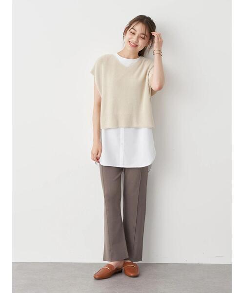 earth music&ecology（アースミュージックアンドエコロジー）の「バックスリットニットパンツ ＊（その他パンツ・レディース・チャコールグレー/ベージュ/モカ・FREE）」の10枚目の写真