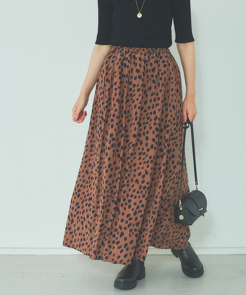 Rouge vif Anna(ルージュヴィフアンナ)の「【WEB・一部店舗限定】IPEKER レオパードマキシスカート(スカート・レディース・ブラウン・フリー)」の1枚目の写真