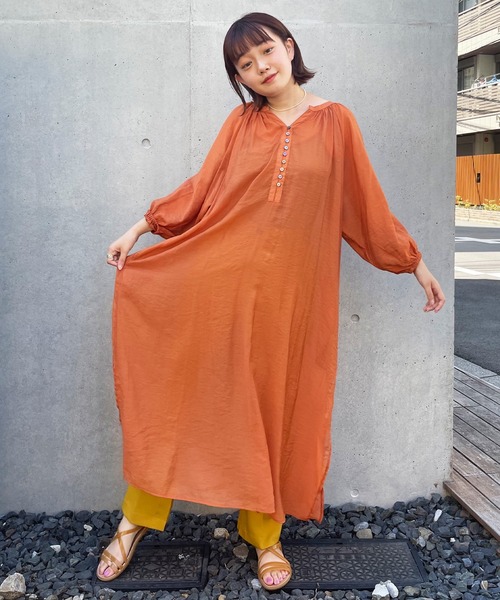 frunco（フランコ）の「2WAYボリュームギャザーワンピース（ワンピース・レディース・ピンク/オレンジ・FREE）」の19枚目の写真