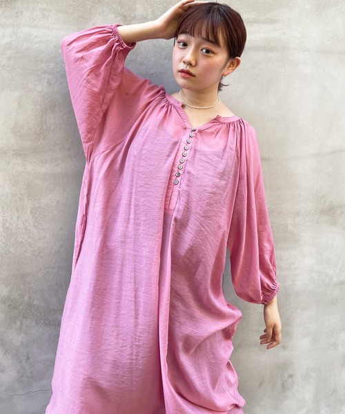 frunco（フランコ）の「2WAYボリュームギャザーワンピース（ワンピース・レディース・ピンク/オレンジ・FREE）」の20枚目の写真