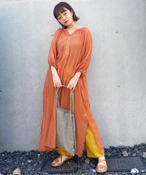 frunco（フランコ）の「2WAYボリュームギャザーワンピース（ワンピース・レディース・ピンク/オレンジ・FREE）」の18枚目の写真