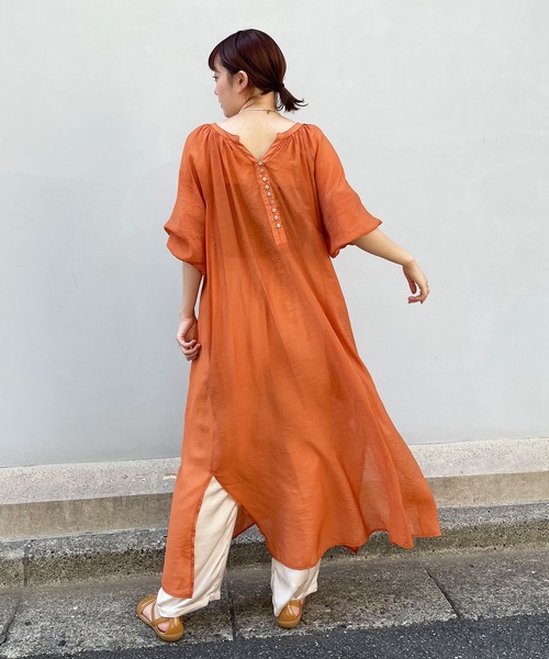 frunco（フランコ）の「2WAYボリュームギャザーワンピース（ワンピース・レディース・ピンク/オレンジ・FREE）」の10枚目の写真