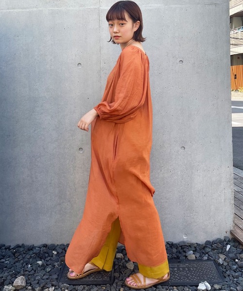 frunco（フランコ）の「2WAYボリュームギャザーワンピース（ワンピース・レディース・ピンク/オレンジ・FREE）」の4枚目の写真