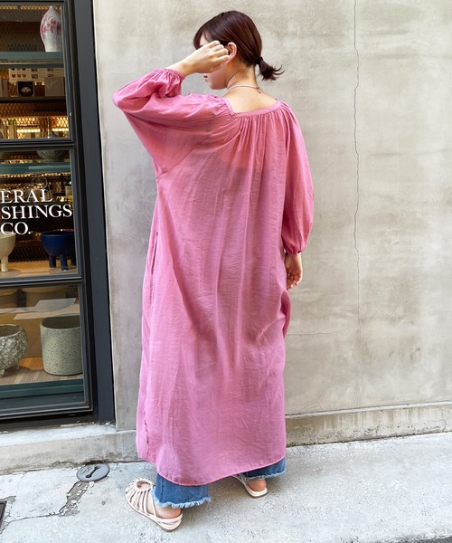 frunco（フランコ）の「2WAYボリュームギャザーワンピース（ワンピース・レディース・ピンク/オレンジ・FREE）」の11枚目の写真