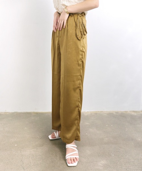 nemne store(ネンネストア)の「ショートケーキを頬張るウェストリボン付きセンタープレスパンツ(スラックス・レディース・グレー/キャメル/キナリ・SMALL/MEDIUM)」の15枚目の写真