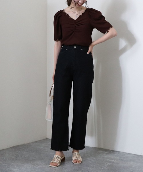 archives（アルシーヴ）の「ベーシックストレートパンツ（デニムパンツ・レディース・ブラック/ネイビー/アイボリー・SMALL/MEDIUM/X-SMALL）」の11枚目の写真