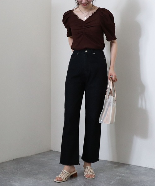 archives（アルシーヴ）の「ベーシックストレートパンツ（デニムパンツ・レディース・ブラック/ネイビー/アイボリー・SMALL/MEDIUM/X-SMALL）」の16枚目の写真