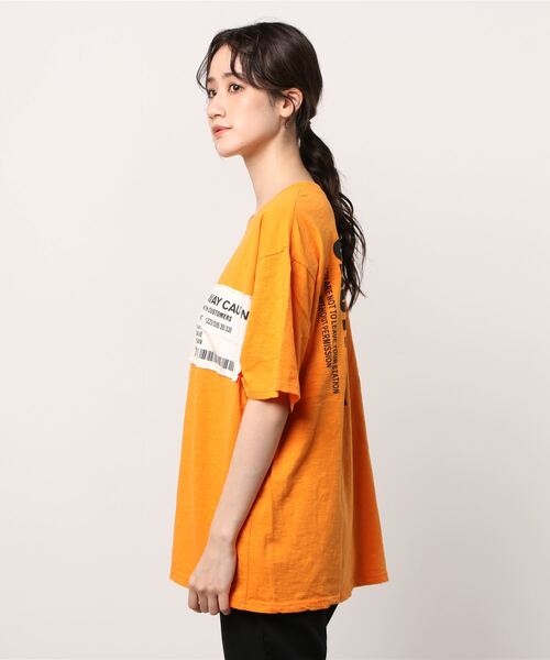 Figments（フィグメンツ）の「CAUTIONパッチＴ（Tシャツ/カットソー・レディース・オレンジ/ブラック・FREE）」の10枚目の写真