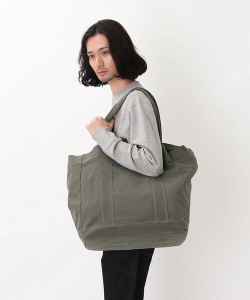 BASECONTROL（ベースコントロール）の「◆洗える コットンキャンバス / ナイロン ビッグトートバッグ（トートバッグ・メンズ・ブラック/ベージュ/カーキ/ダークグレー・99）」の10枚目の写真