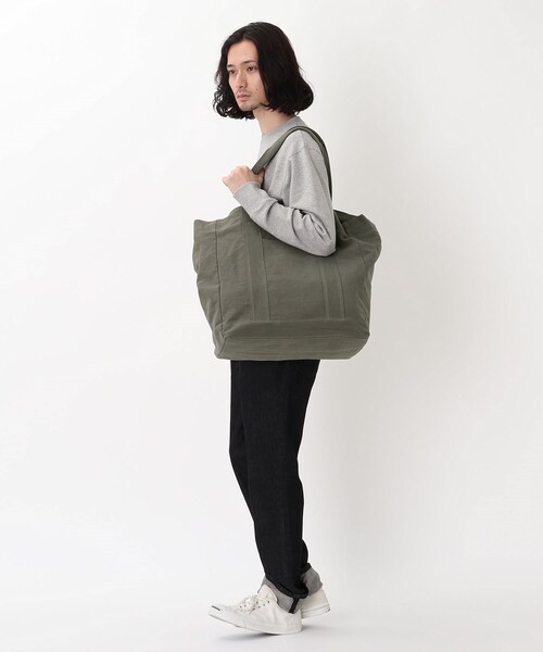BASECONTROL（ベースコントロール）の「◆洗える コットンキャンバス / ナイロン ビッグトートバッグ（トートバッグ・メンズ・ブラック/ベージュ/カーキ/ダークグレー・99）」の12枚目の写真
