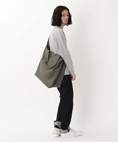 BASECONTROL（ベースコントロール）の「◆洗える コットンキャンバス / ナイロン ビッグトートバッグ（トートバッグ・メンズ・ブラック/ベージュ/カーキ/ダークグレー・99）」の13枚目の写真