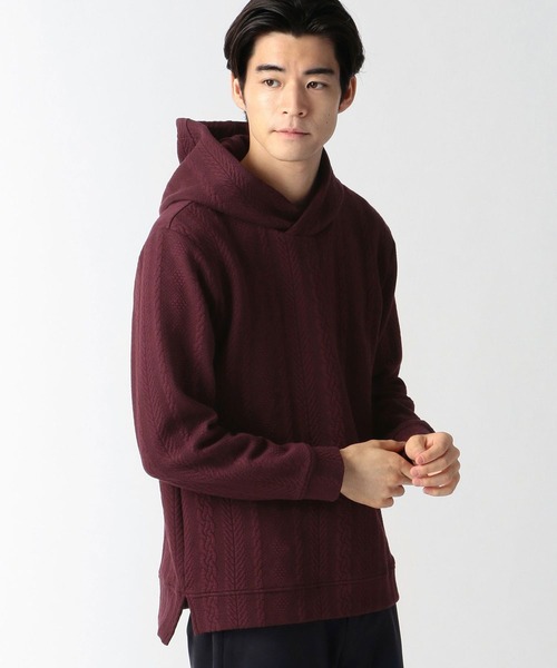 NICOLE CLUB FOR MEN（ニコルクラブフォーメン）の「ケーブルブリスタープルオーバーパーカ（パーカー・メンズ・ブラック/レッド系その他/ホワイト/ホワイト×ブラック・MEDIUM/X-LARGE/LARGE）」の13枚目の写真
