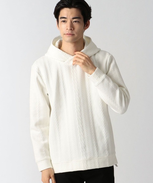 NICOLE CLUB FOR MEN（ニコルクラブフォーメン）の「ケーブルブリスタープルオーバーパーカ（パーカー・メンズ・ブラック/レッド系その他/ホワイト/ホワイト×ブラック・MEDIUM/X-LARGE/LARGE）」の7枚目の写真